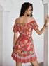 'Hira' Printed Short Sleeve Mini Dress - Celes Fashion
